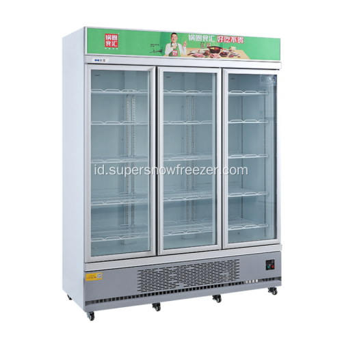 Tiga Pintu Minuman Display Chiller dengan kotak cahaya